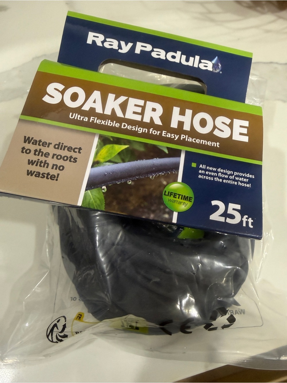 25ft Black Soaker Hose - Water-Saving Garden Irrigation
